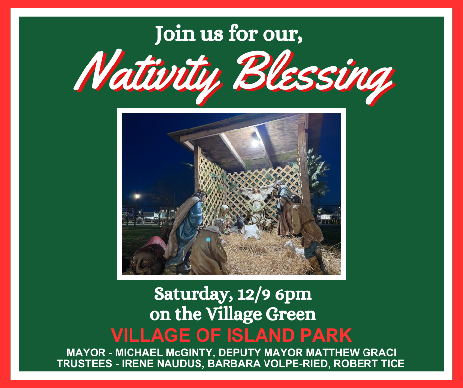 Nativity Blessing on the Village Green, Saturday, December 9 at 6:00 pm