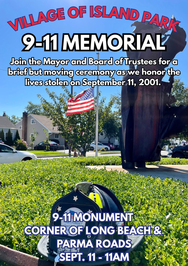 September 11th Memorial Ceremony at 11:00 AM. Corener of Long Beach & Parma Roads