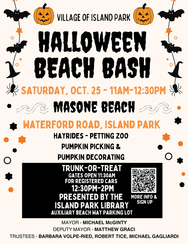 Halloween Beach Bash - Saturday October 25, 11am-12:30pm at Masone Beach